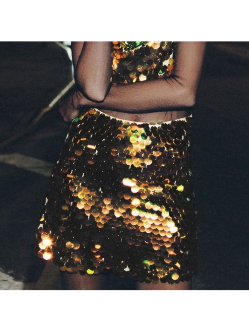 NWT ZARA Short Sequin Paillette Skirt L